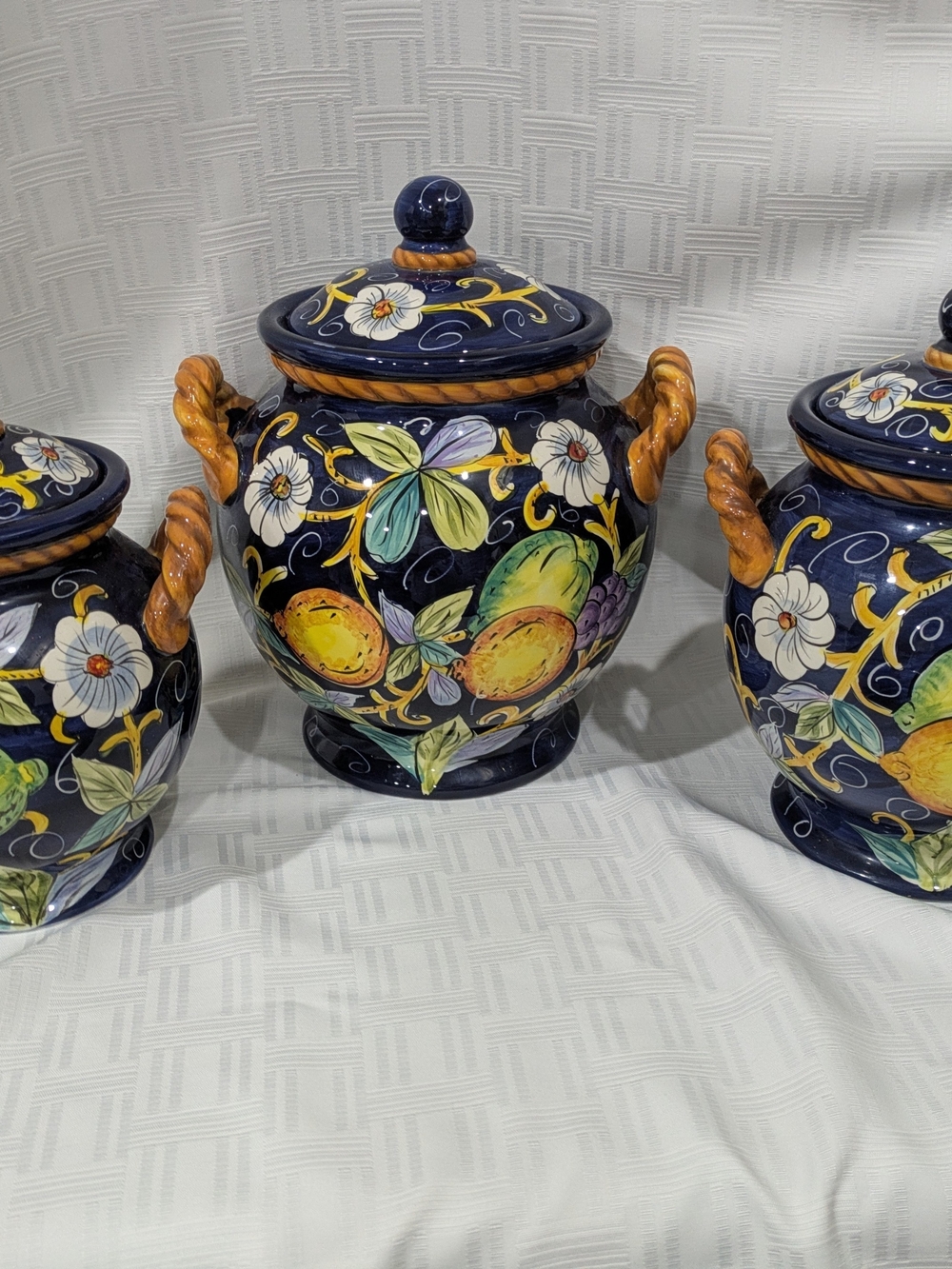Tabletops Unlimited Villa Bellagio Canister Set 3 Pc Ceramica Classica Tuscan